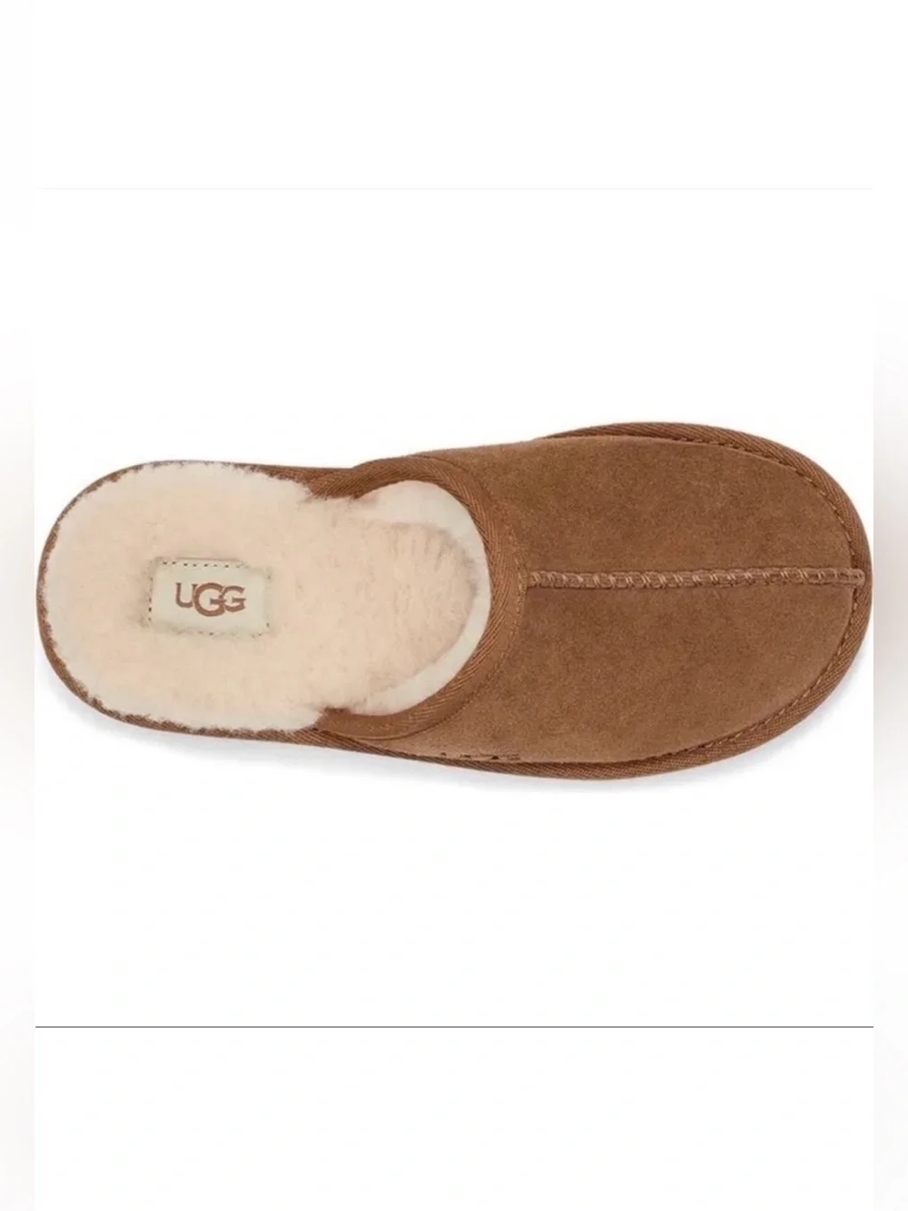 UGG Keegan Chestnut Suede Shearling Slide Slippers Big Kids 1 Cozy House Shoes